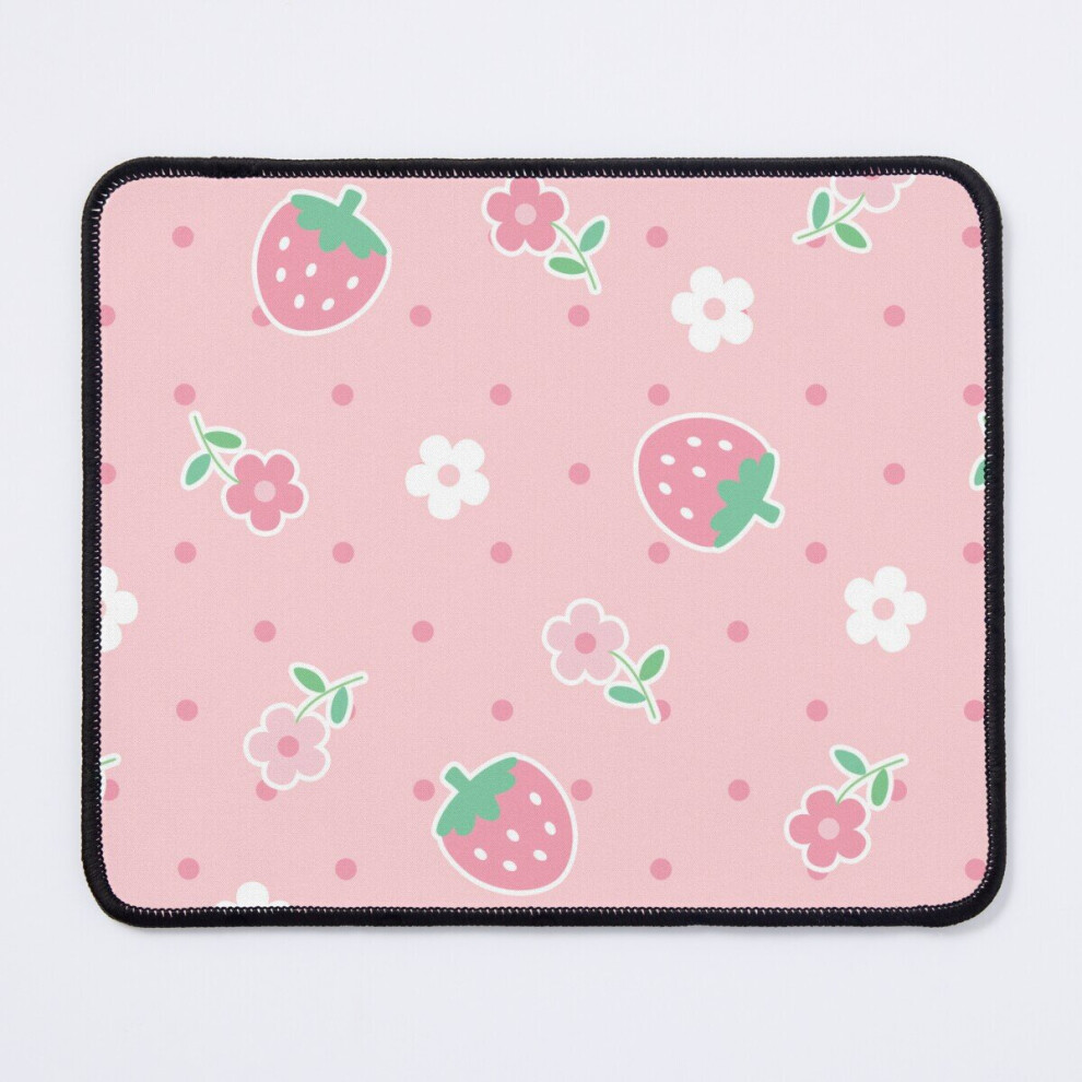 Mouse Pad Strawberriesk Flowers Dots Kawaii Cute Pastel 11.8 X 9.8 Inch Computer Mat Gaming Office Mousepad 7802738128567
