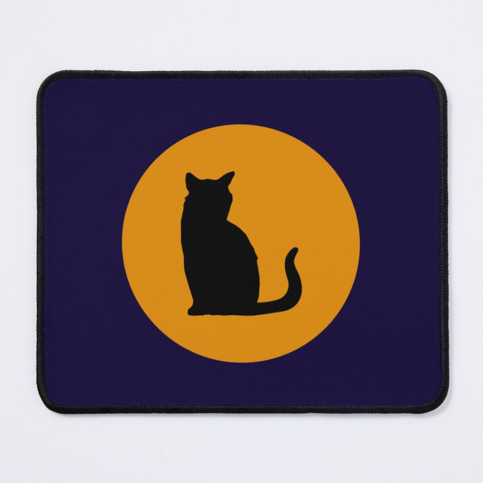 Mouse Pad Sitting Cat In Circle 11.8 X 9.8 Inch Computer Mat Gaming Office Mousepad Black/Orange 7802738161373