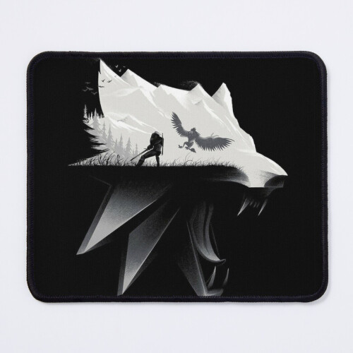 Mouse Pad BLACK/WHITE WOLF - THE WITCHER 3 11.8 x 9.8 inch Computer Mat Gaming Office Mousepad