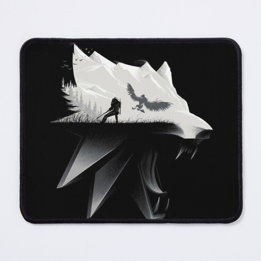Bearlad Mouse Pad Wolf - The Witcher 3 11.8 X 9.8 Inch Computer Mat Gaming Office Mousepad Black/White