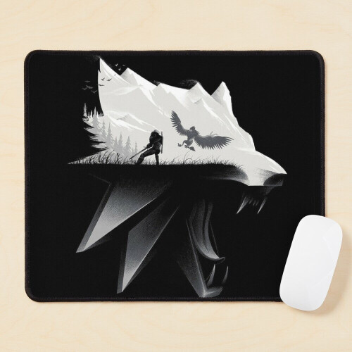 Mouse Pad BLACK/WHITE WOLF - THE WITCHER 3 11.8 x 9.8 inch Computer Mat Gaming Office Mousepad 1