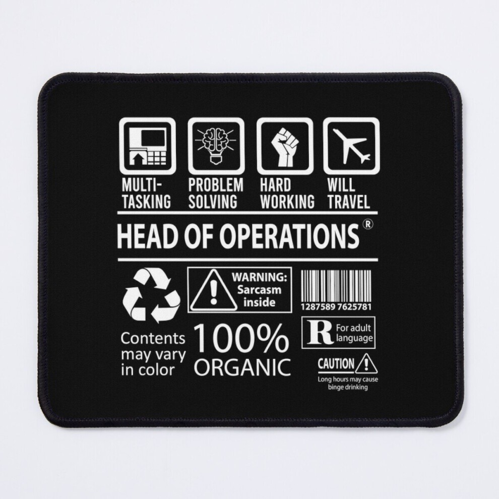 Mouse Pad Head Of Operations T Shirt - Multitasking Certified Job Gift Item Tee 11.8 X 9.8 Inch Computer Mat Gaming Office Mousepad 7802738152487