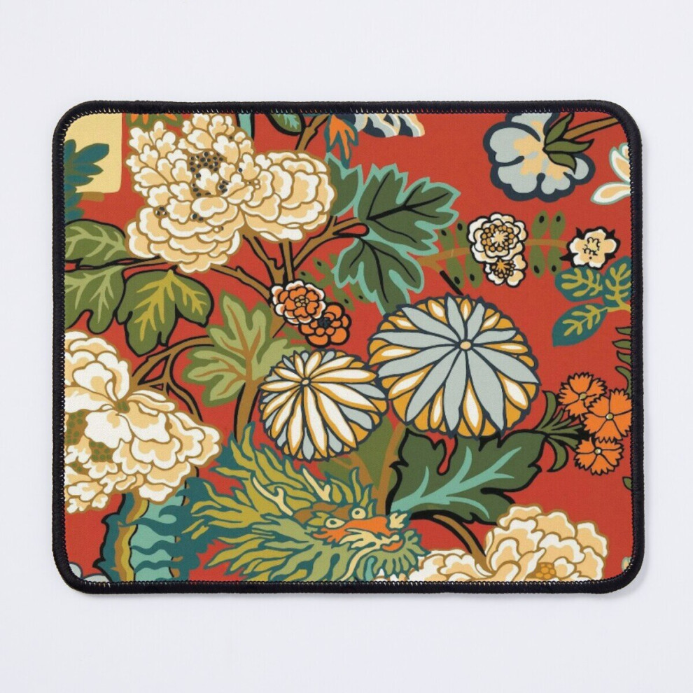Mouse Pad Vintage Oriental Garden Botanical Chinoiserie With Chrysanthemum And Peony 11.8 X 9.8 Inch Computer Mat Gaming Office Mousepad Red 7802738140637