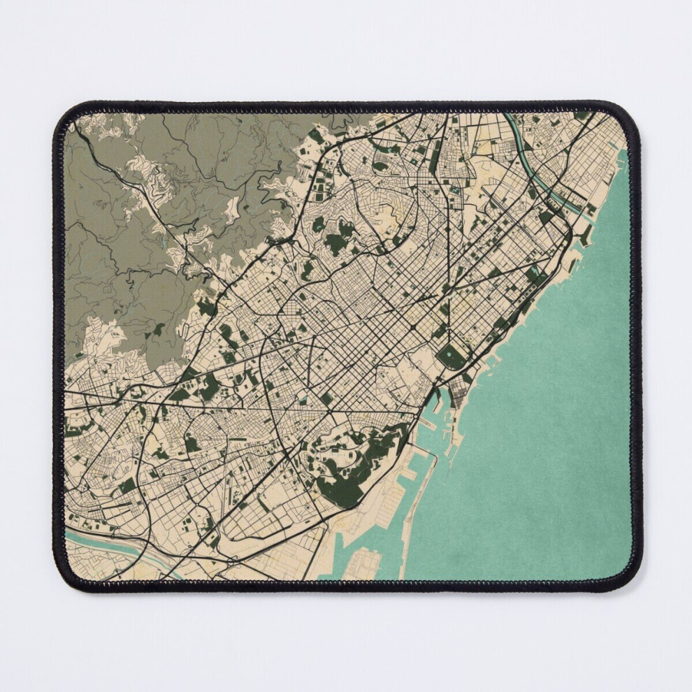 Mouse Pad Barcelona City Map Of Spain - Vintage 11.8 X 9.8 Inch Computer Mat Gaming Office Mousepad 7802738190731