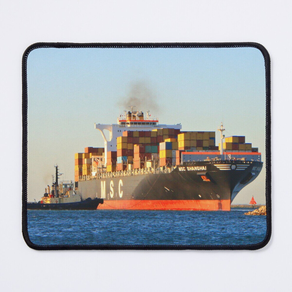 Mouse Pad Container Ship And Tug, Msc Shanghai 11.8 X 9.8 Inch Computer Mat Gaming Office Mousepad 7802738169621