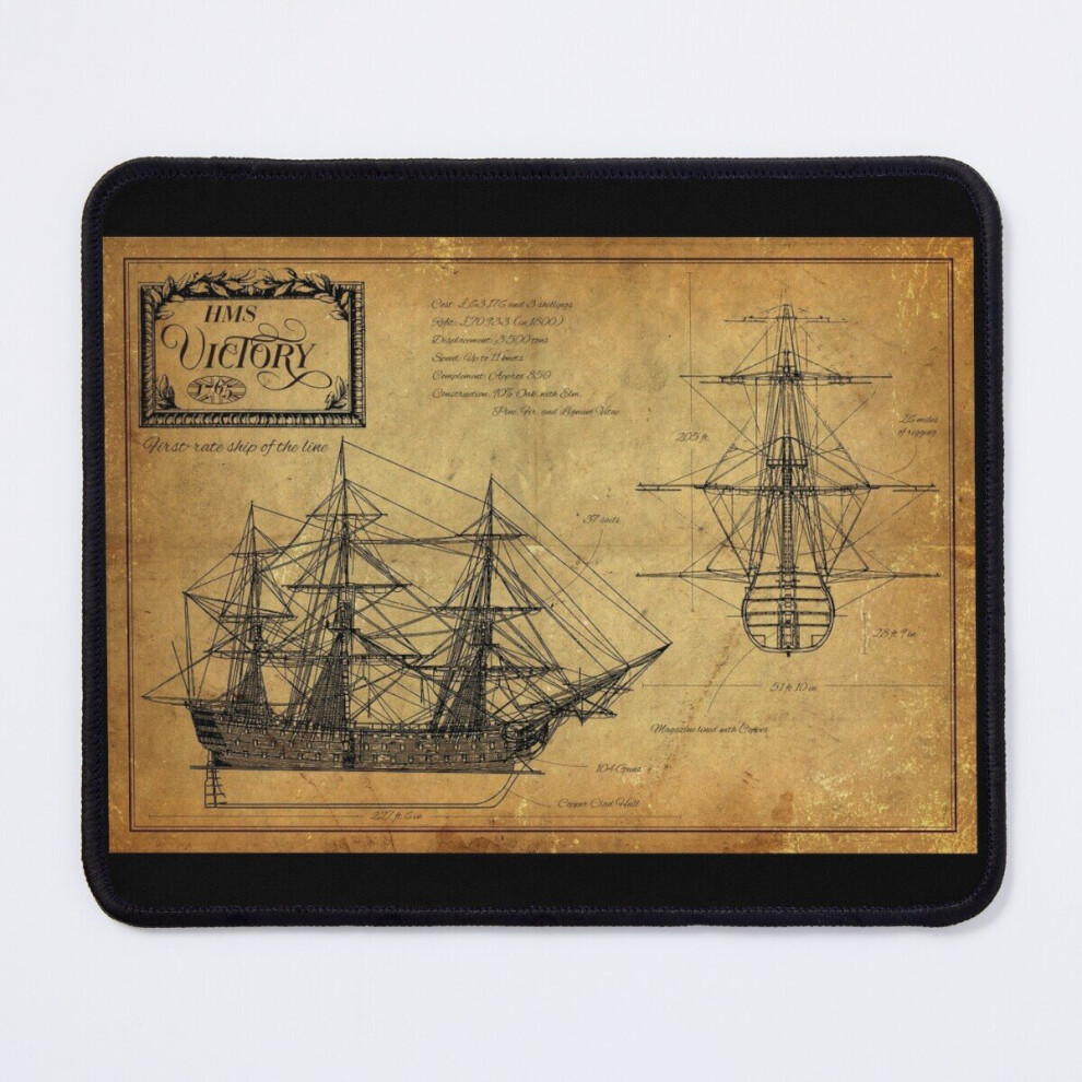 Mouse Pad Hms Victory - Building Plans 11.8 X 9.8 Inch Computer Mat Gaming Office Mousepad 7802738168655