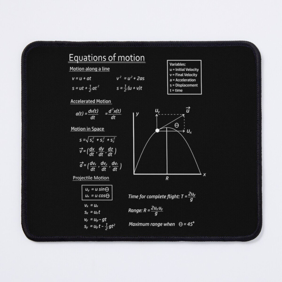 Mouse Pad Equations Of Motion 11.8 X 9.8 Inch Computer Mat Gaming Office Mousepad 7802738142921