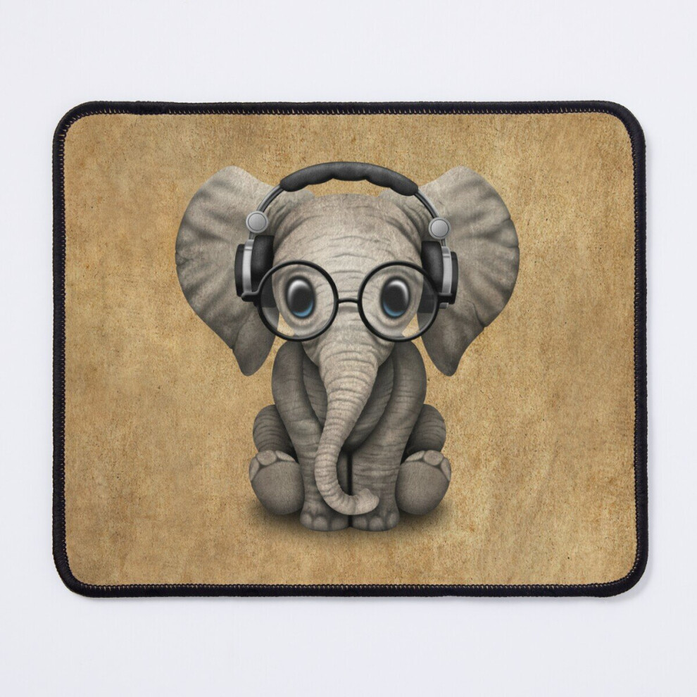 Mouse Pad Cute Baby Elephant Dj Wearing Headphones And Glasses 11.8 X 9.8 Inch Computer Mat Gaming Office Mousepad 7802738112337