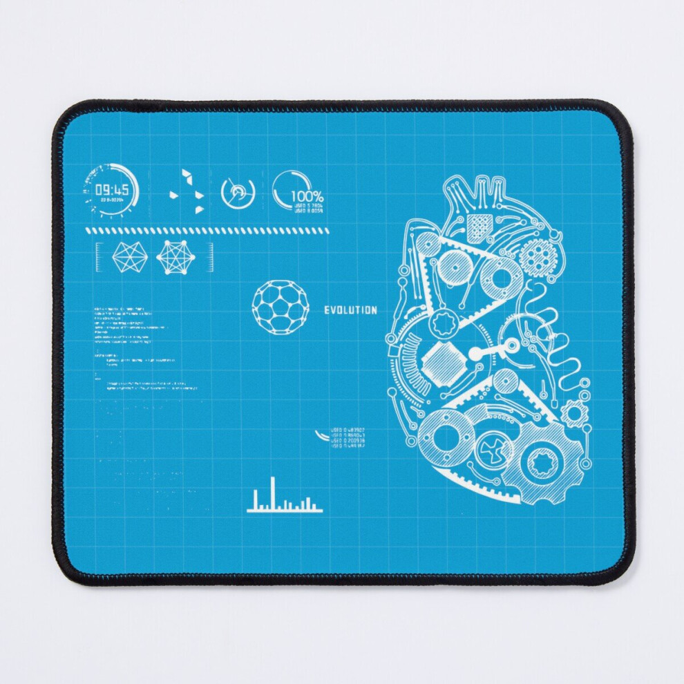 Mouse Pad Mechanical Heart - Blueprint 11.8 X 9.8 Inch Computer Mat Gaming Office Mousepad 7802738165227