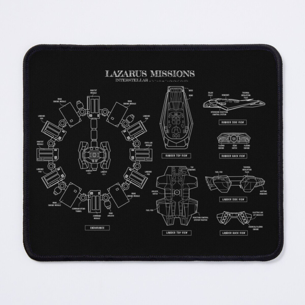 Mouse Pad Lazarus Mission Blueprint (Interstellar Movie) Stencil-No 11.8 X 9.8 Inch Computer Mat Gaming Office Mousepad White 7802738146257