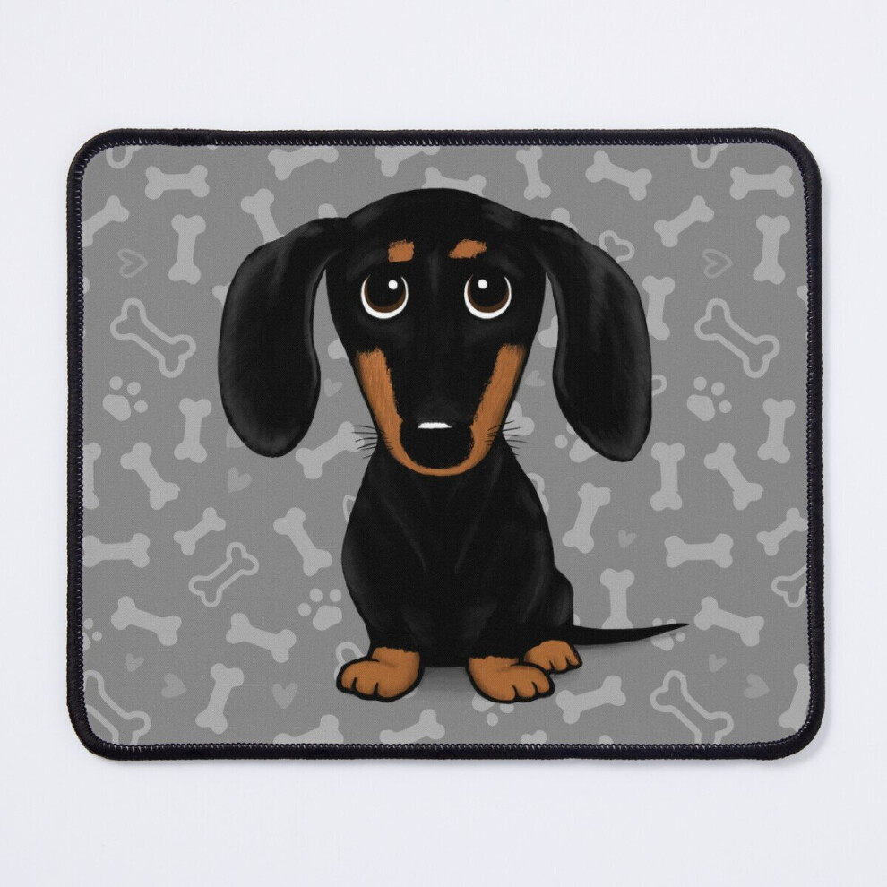 Mouse Pad Cute And Tan Smooth Coated Dachshund Cartoon Dog 11.8 X 9.8 Inch Computer Mat Gaming Office Mousepad Black 7802738149920