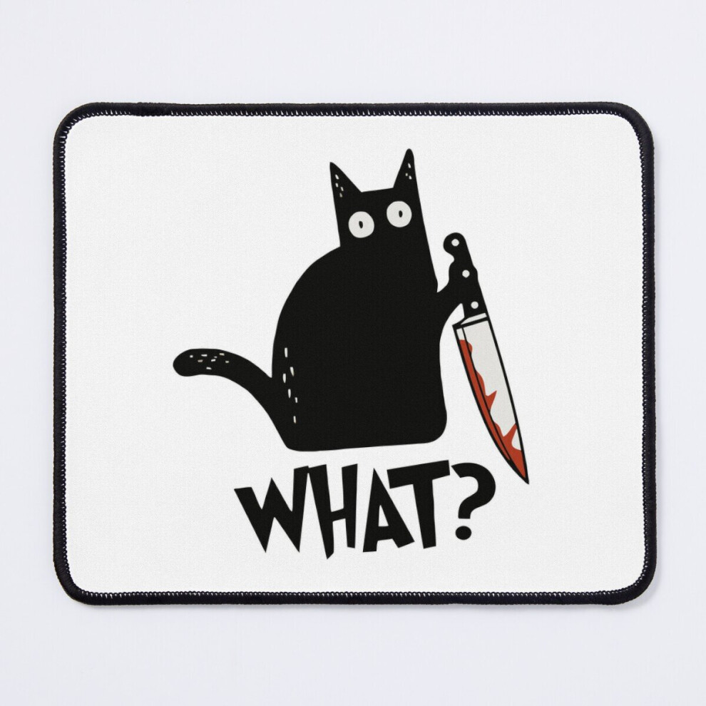 Photos - Other for Computer Mouse Pad Cat What? Murderous Black Cat With Knife Gift Premium 11.8 x 9.8 inch Computer Mat Gaming Office Mousepad