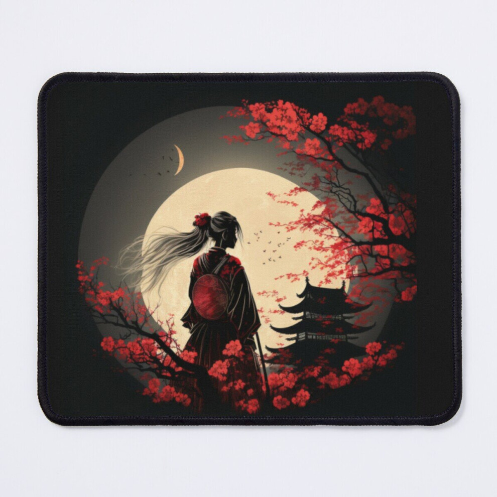 Mouse Pad Japanese Samurai Girl And Vintage Sakura Cherry Blossom Samurai Culture Scenery 11.8 X 9.8 Inch Computer Mat Gaming Office Mousepad 7802738176230
