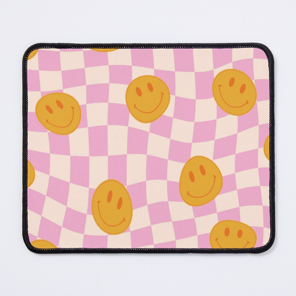 Mouse Pad Funky Groovy Smiley Faces On Twisted Checkered 11.8 X 9.8 Inch Computer Mat Gaming Office Mousepad 7802738153071
