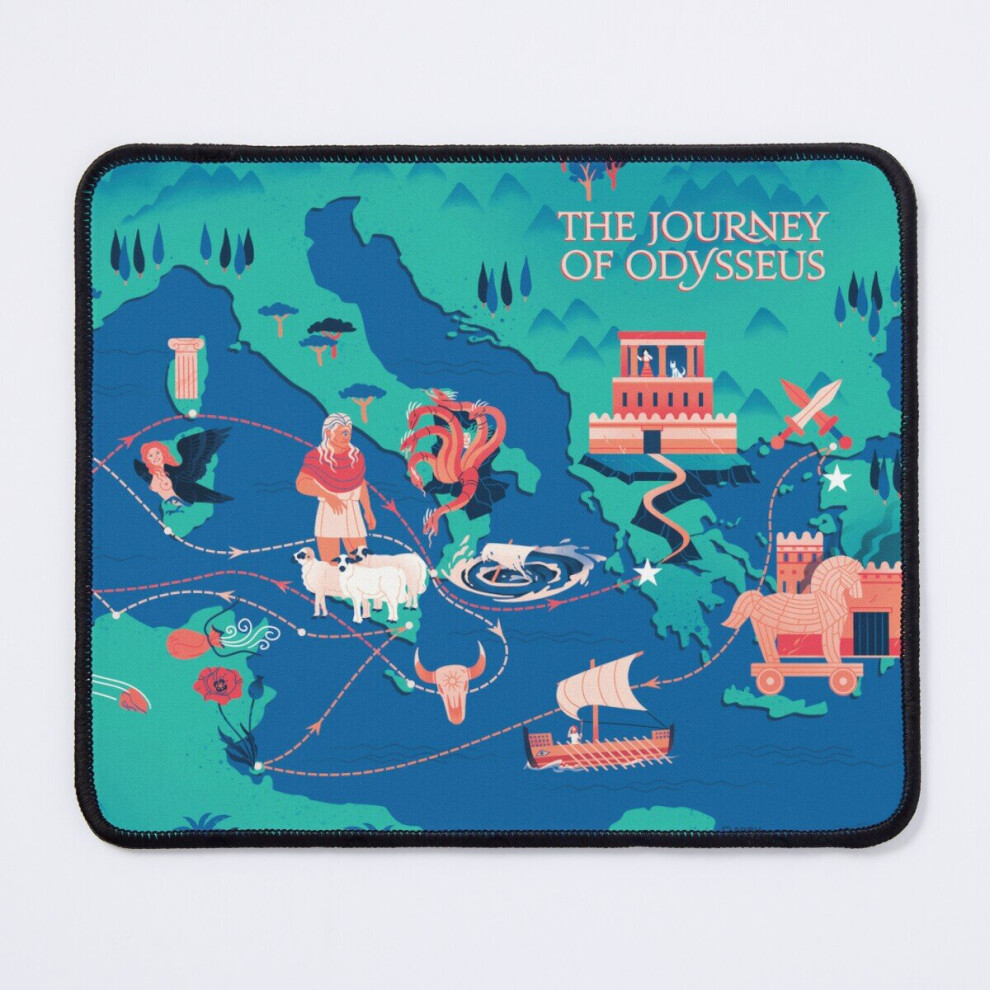 Mouse Pad Odyssey Map - The Journey Of Odysseus 11.8 X 9.8 Inch Computer Mat Gaming Office Mousepad 7802738159196