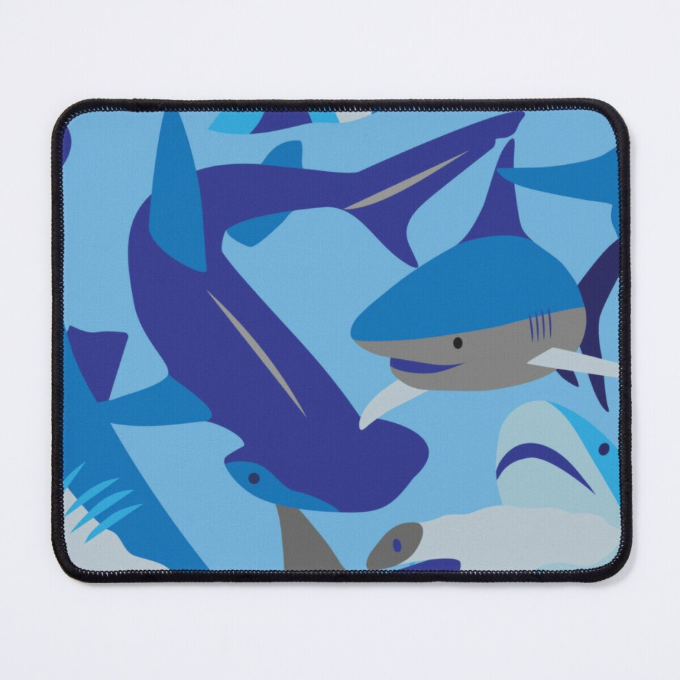 Mouse Pad Minimalist Sharks Digital Illustration 11.8 X 9.8 Inch Computer Mat Gaming Office Mousepad Blue 7802738159189