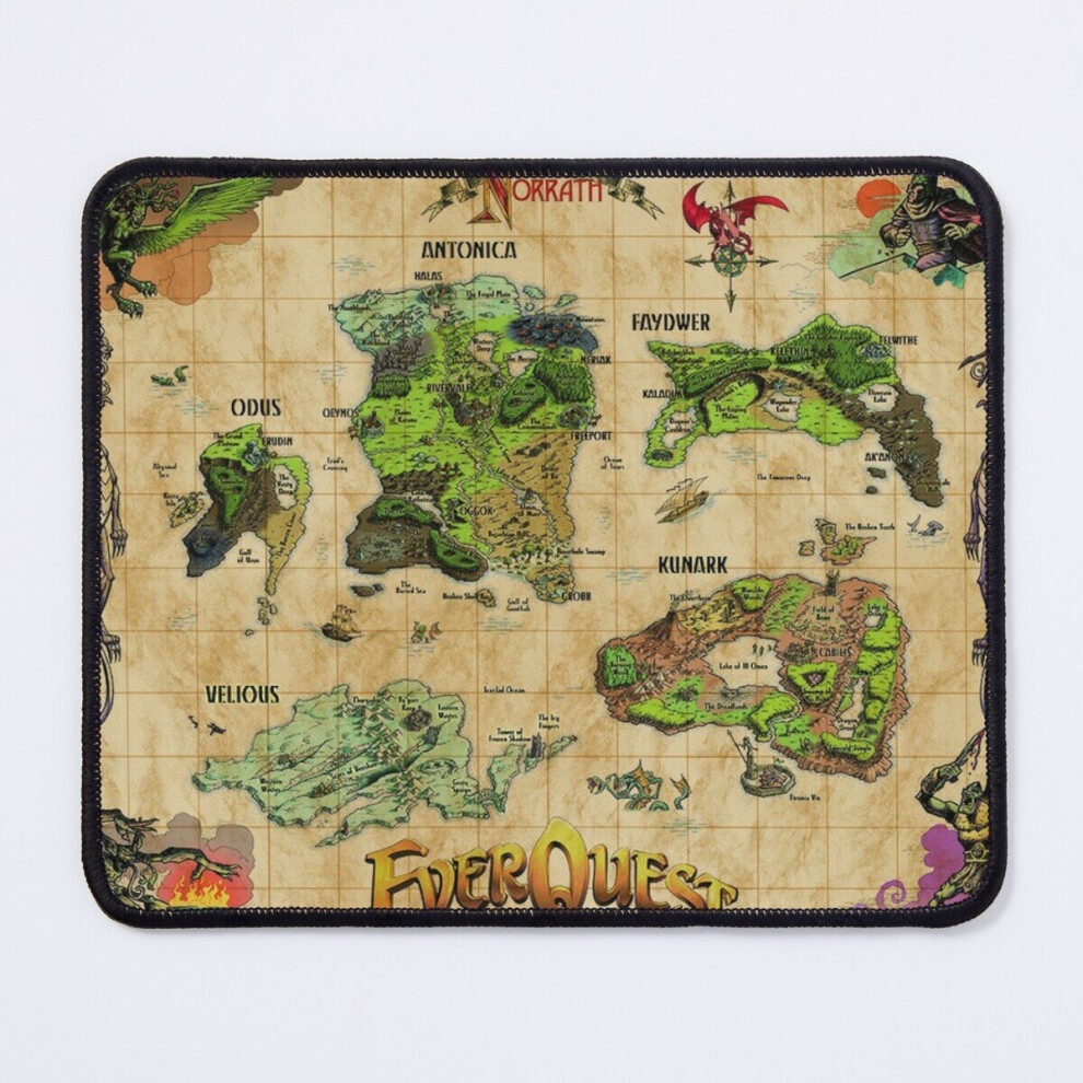 Mouse Pad Everquest World Of Norrath Map 11.8 X 9.8 Inch Computer Mat Gaming Office Mousepad 7802738113150
