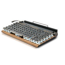 Melitt Retro Typewriter Keyboard - Wireless Bluetooth 5.0 & USB, Hot-Swap Blue Switch, Wood Color