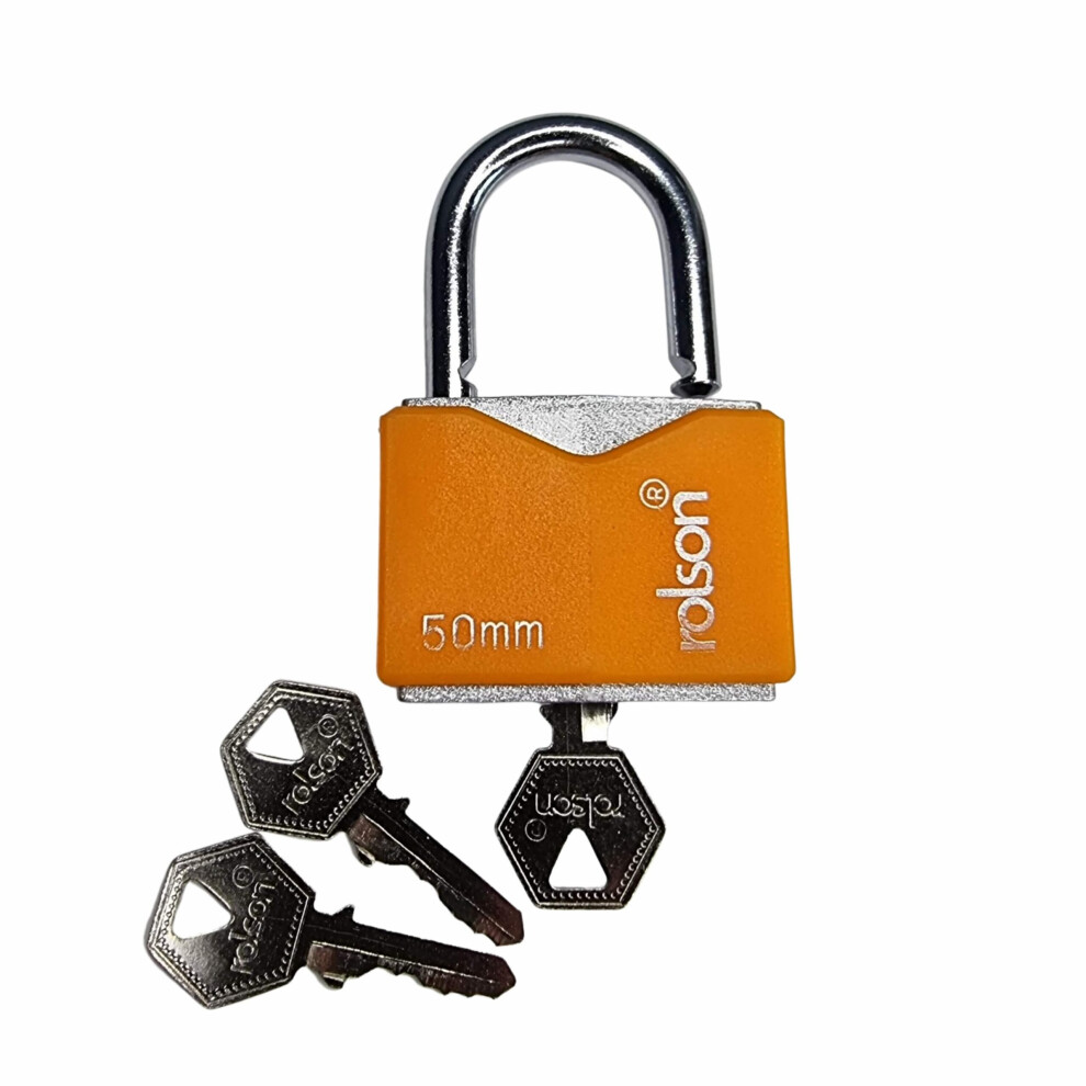 Rolson 50mm Iron Padlock with 3 keys and protective jacket 66546