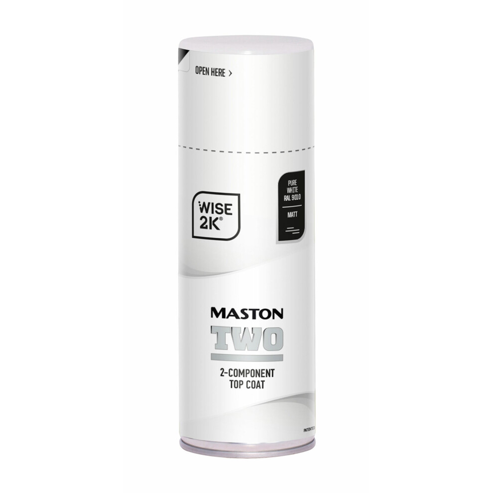Maston Spray Paint 2K Two Pure White Matt Ral9010 400Ml 6412490039653