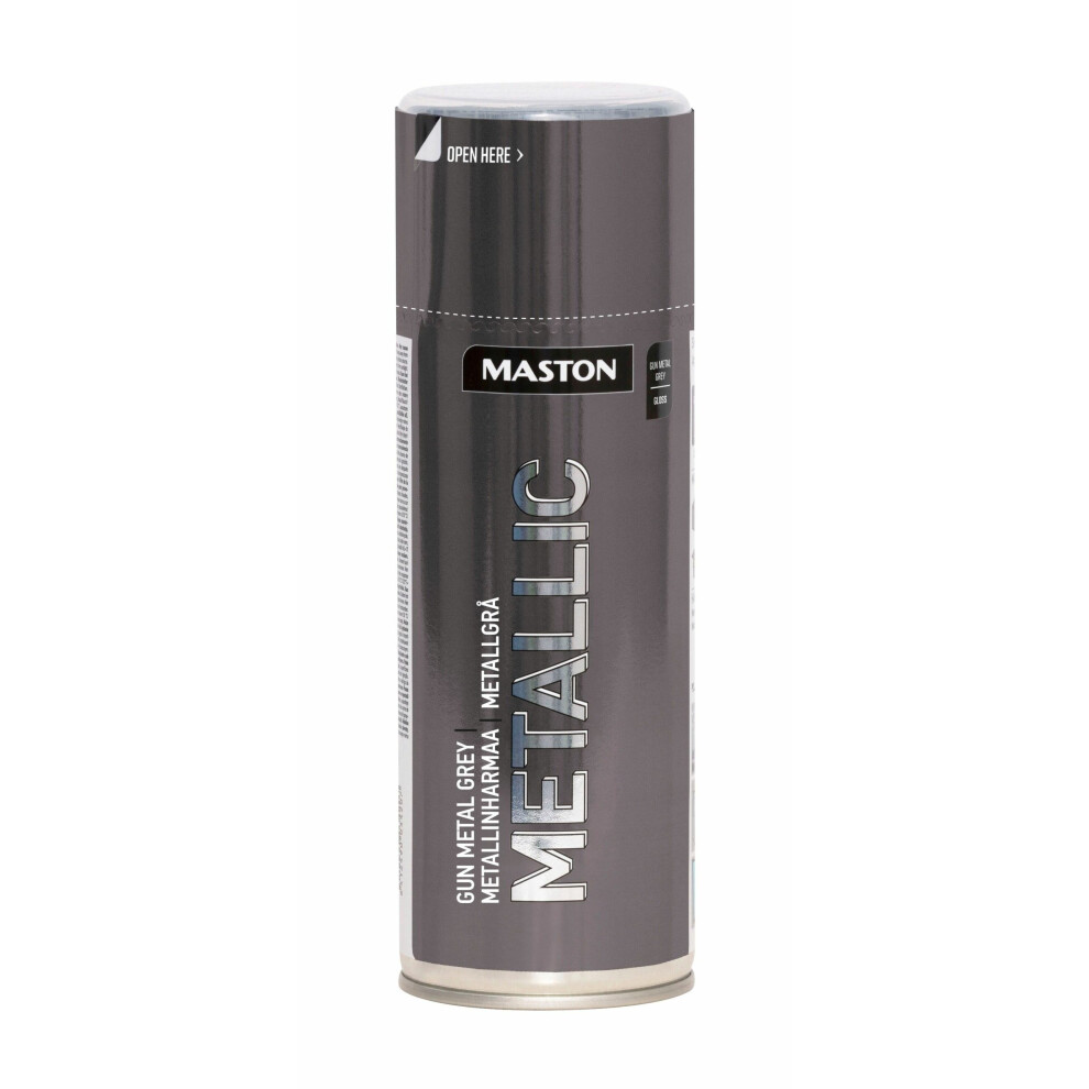 Maston Spray Paint Metallic Gloss Gun Metal Grey 400ml