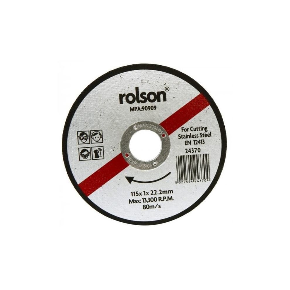 Rolson 115mm Cutting Disc For Steel 24370