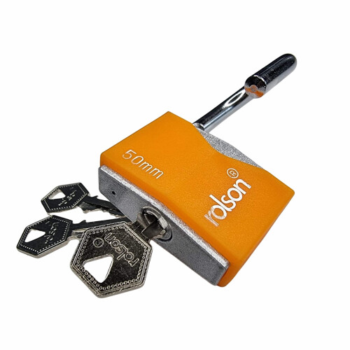Rolson Rolson 50mm Iron Padlock with 3 keys and protective jacket 66546 1