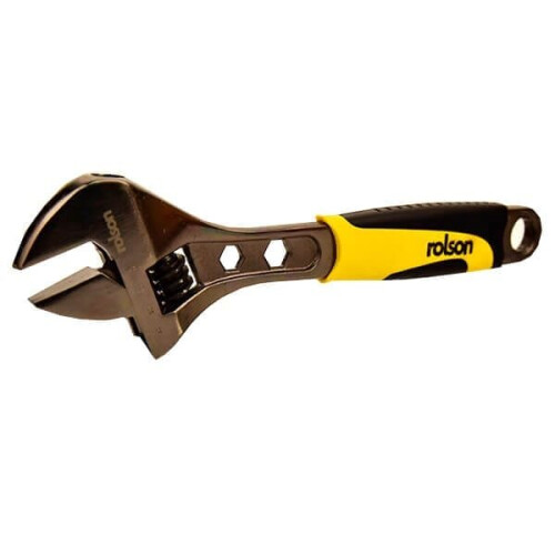 Rolson 300mm (12") Black Nickel Adjustable Wrench 19023: Rubber Grip Handle