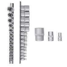Rolson E Socket Set: 14 sizes with 3 different drive shaft widths 38640