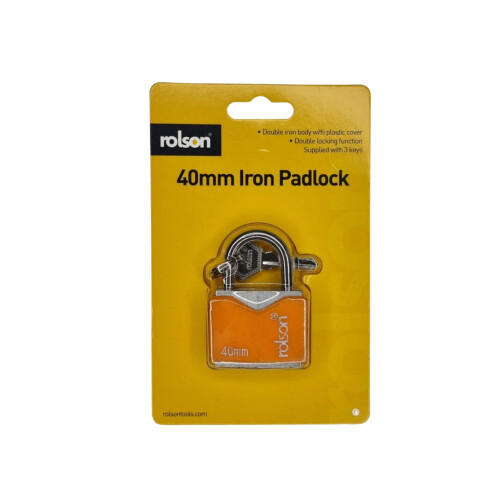 Rolson Rolson 40mm Iron Padlock with 3 keys and protective jacket 66544 1