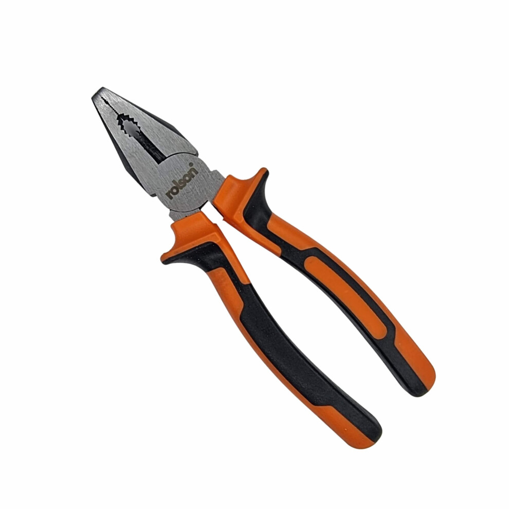 Rolson 200mm Combination Pliers - Heavy Duty Drop forged steel jaws with non slip soft grip handle 21056