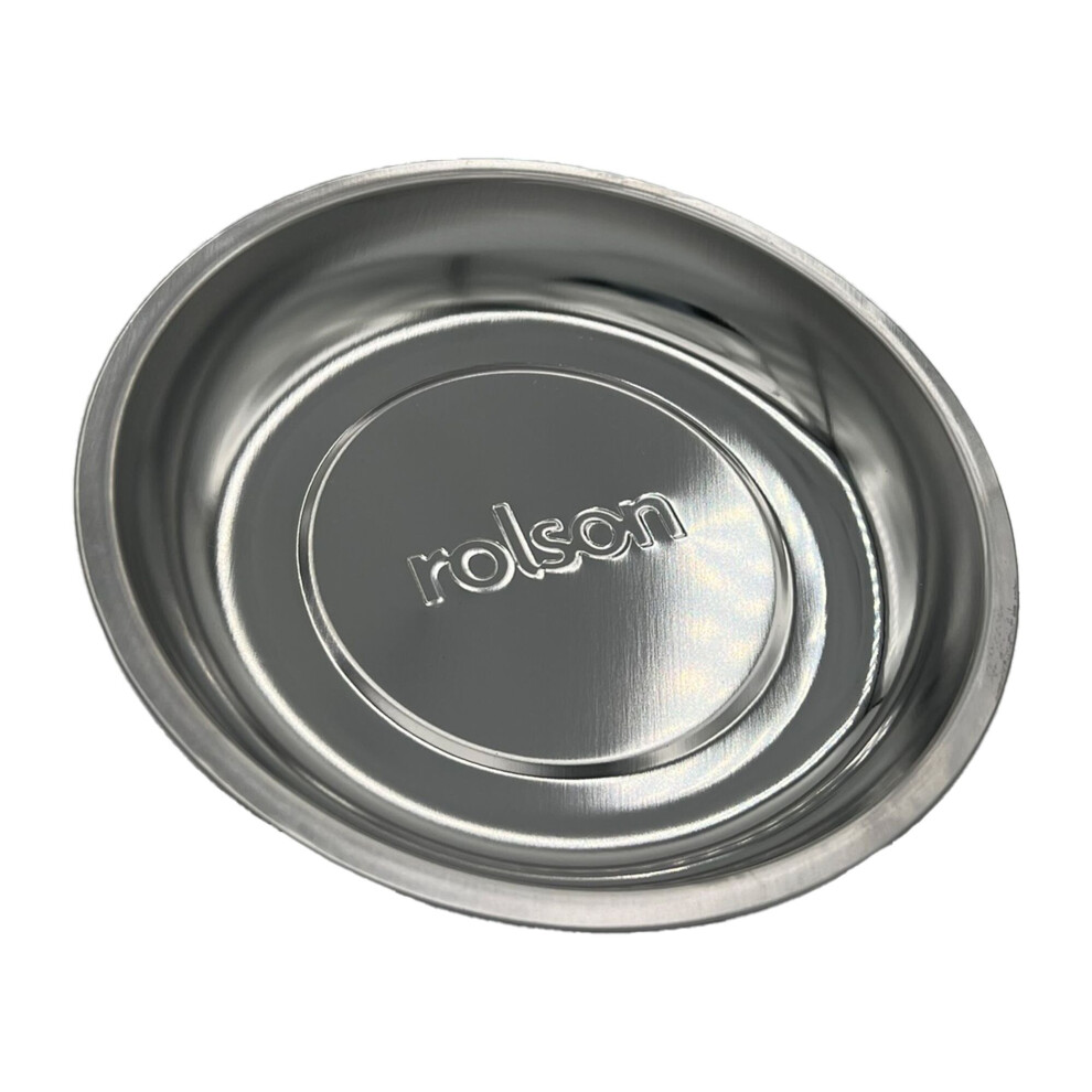 Rolson Stainless Steel Magnetic Dish with soft non scratch base and wide 150mm Bowl 42461