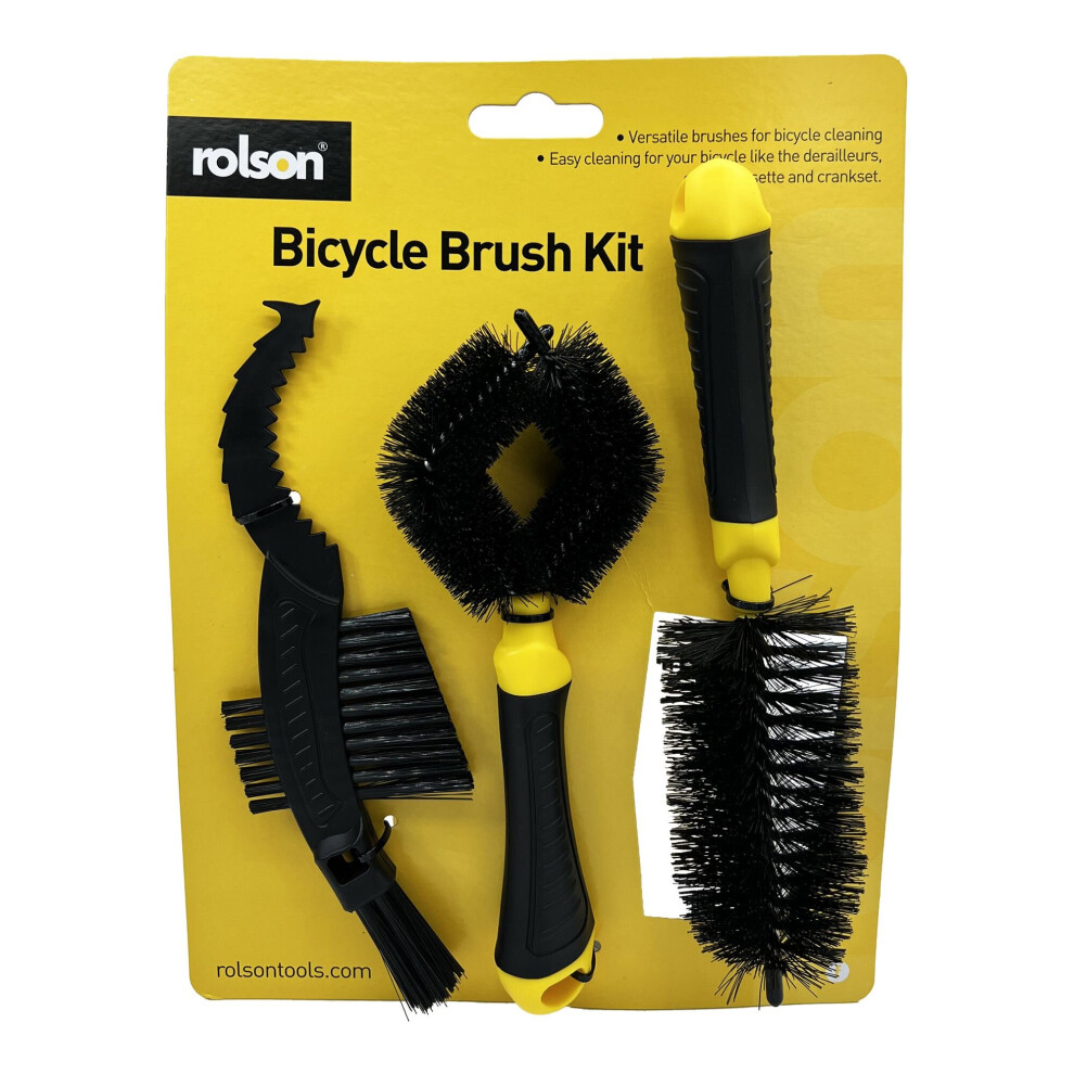 Rolson 3 Piece Brush Kit - Cleaning for Bicycles and other sports equipment 43203