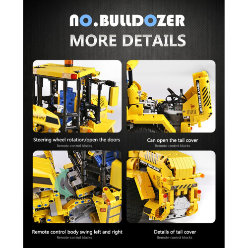 MOULD KING 13122S Bulldozer Front Loader Remote Control 1582pcs 1