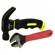 Rolson 8oz Stubby Claw Hammer & 150mm Adjustable Wrench: Great Twin Pack 36033