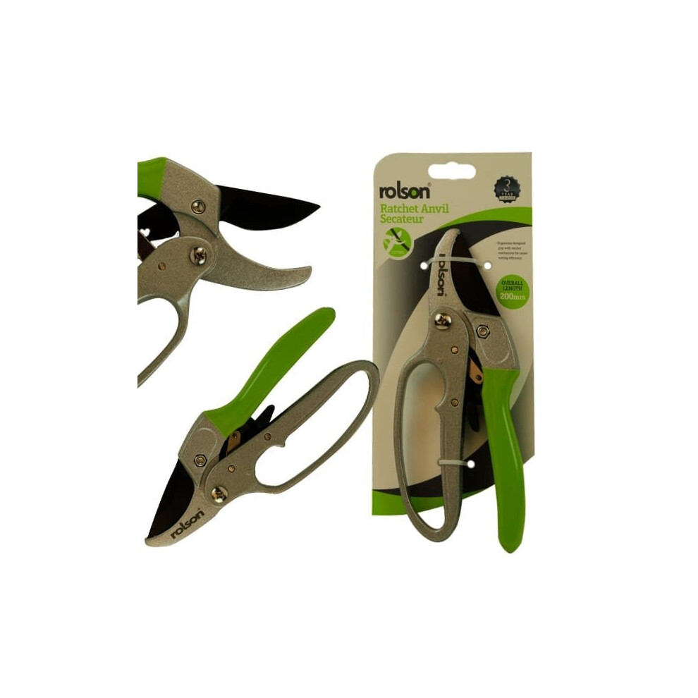 Rolson 200mm Ratchet Action Anvil Secateurs 82126 82126