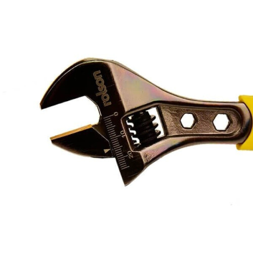 Rolson 200mm (8") Black Nickel Adjustable Wrench 19021: Rubber Grip Handle