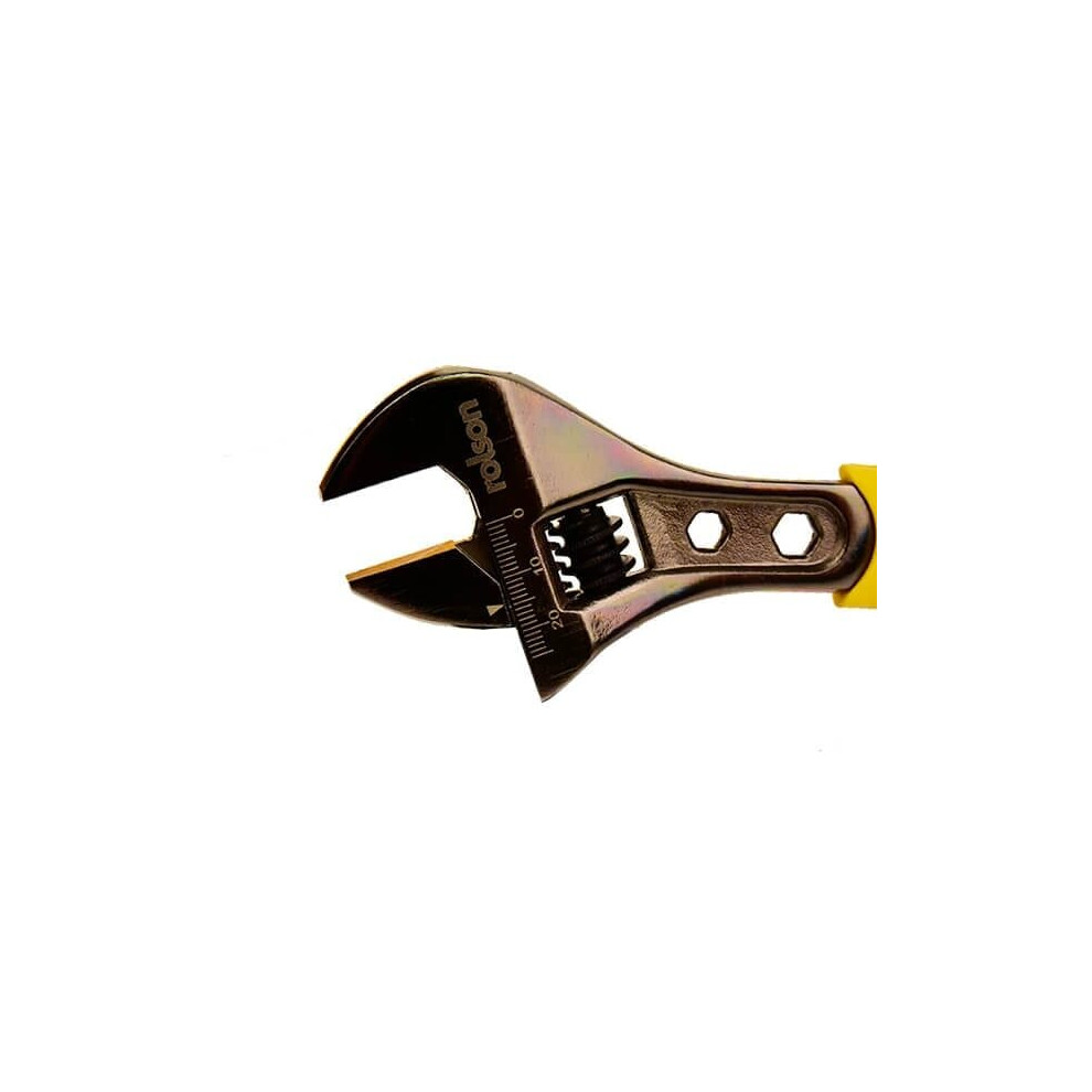 Rolson 200Mm (8") Nickel Adjustable Wrench 19021: Rubber Grip Handle Black