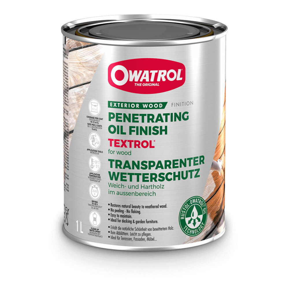 Owatrol Textrol, Penetrating Oil For Wood With Uv Protection Graphite Grey 1 Litre Can 3297970811546