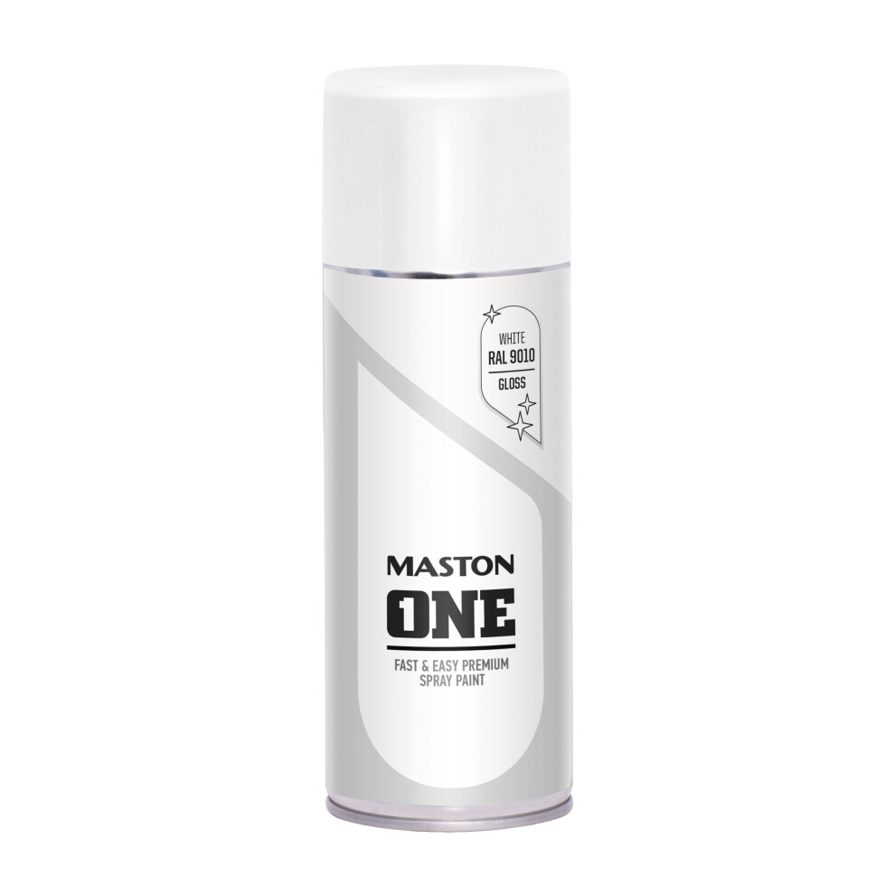 Maston ONE White Gloss 400ml Spray Paint RAL 9010 Can Metal Wood Plastic - Image 4