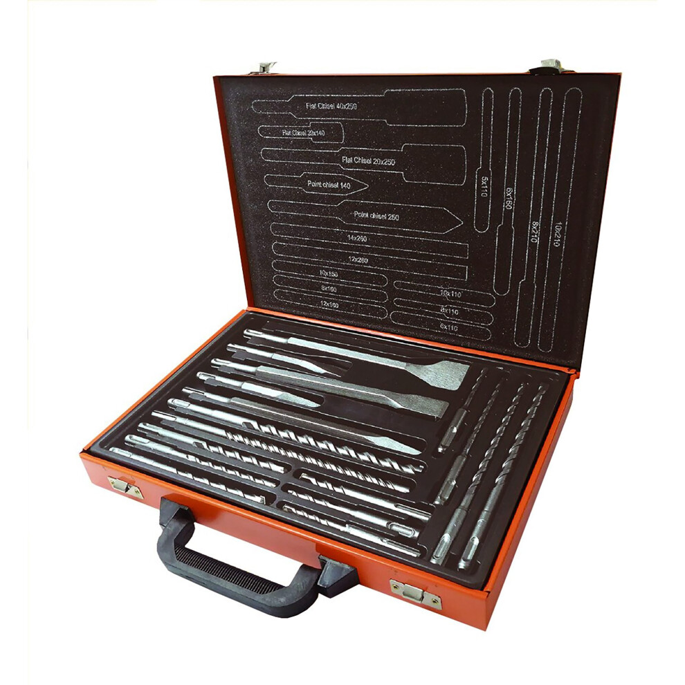 Rolson Sds Drill Bit & Chisel Set - 17 Pieces In Metal Storage Case 48701