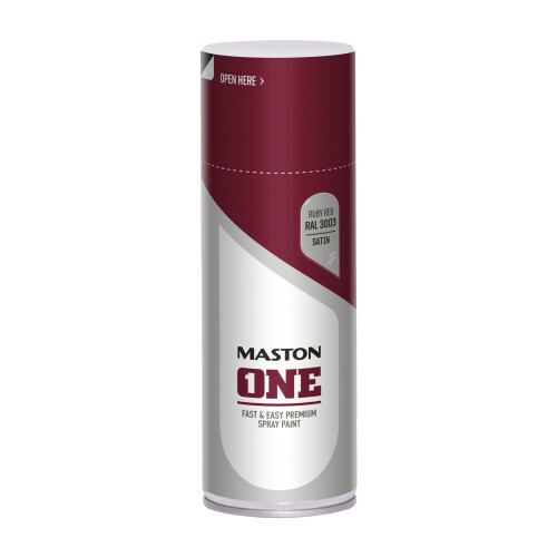 Maston Spray Paint ONE Satin Ruby Red RAL3003 400ml 1103003S-EU Multi-Surface Finish, Quick-Dry