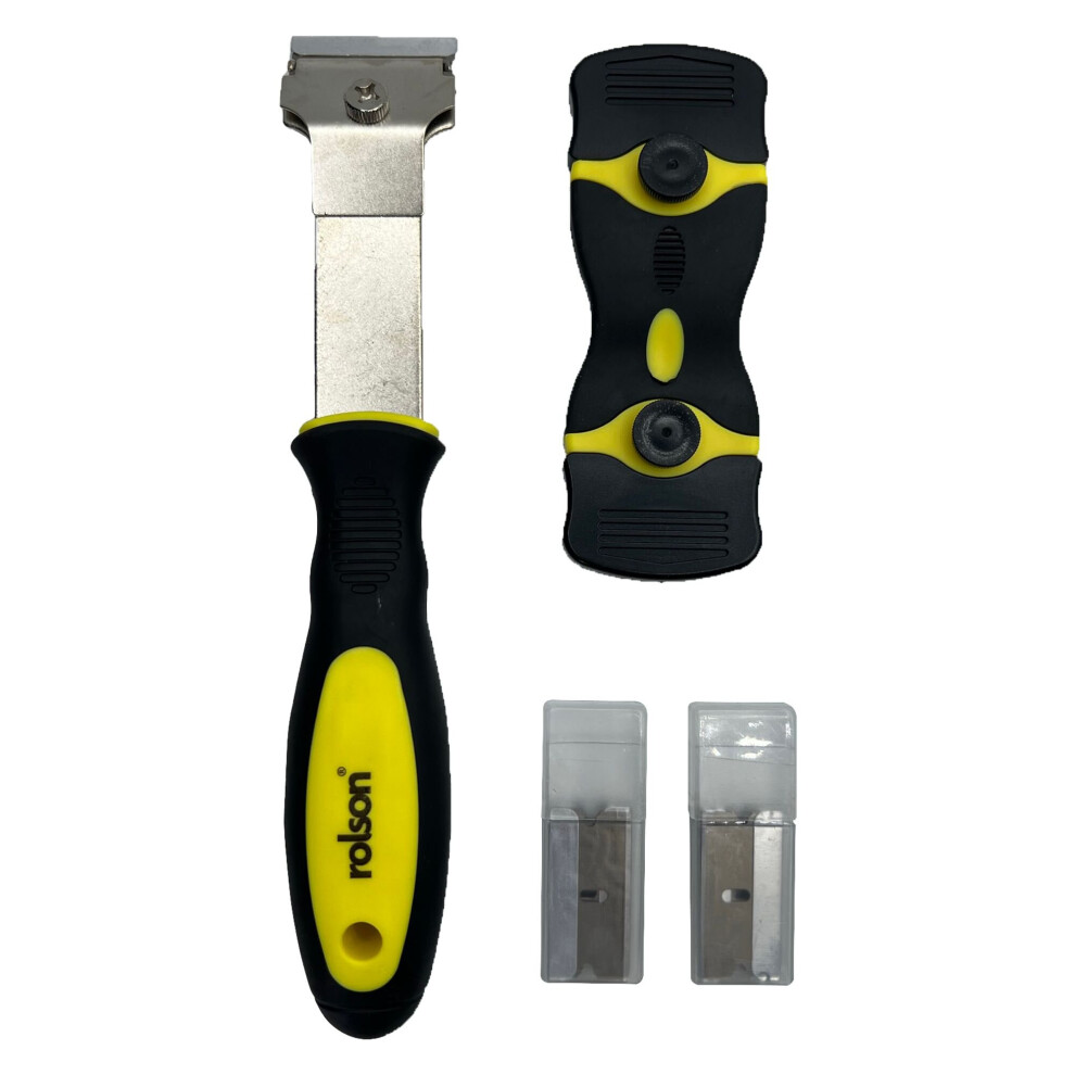 Rolson Scraper Set And 20 Piece Pack Of Spare Blades: A Double Ended Short And Long Handled Scraper Set Great For Decorating 61166
