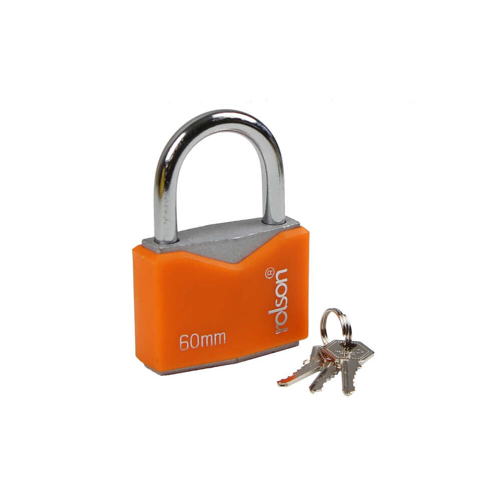 Rolson 60mm Iron Padlock with 3 keys and protective jacket 66548