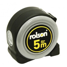 Rolson 5m Tape Measure with extra strong 25mm Nylon Tape , Magnetic Tip, Belt clip and locking function 50571