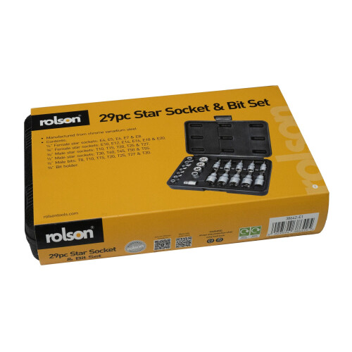Rolson Rolson Star Socket and Bit Set (29 pieces) 38642 1