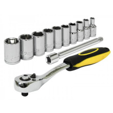 Rolson 1/4" Ratchet Handle & Sockets 12pcs Set Size 4-10mm 38651