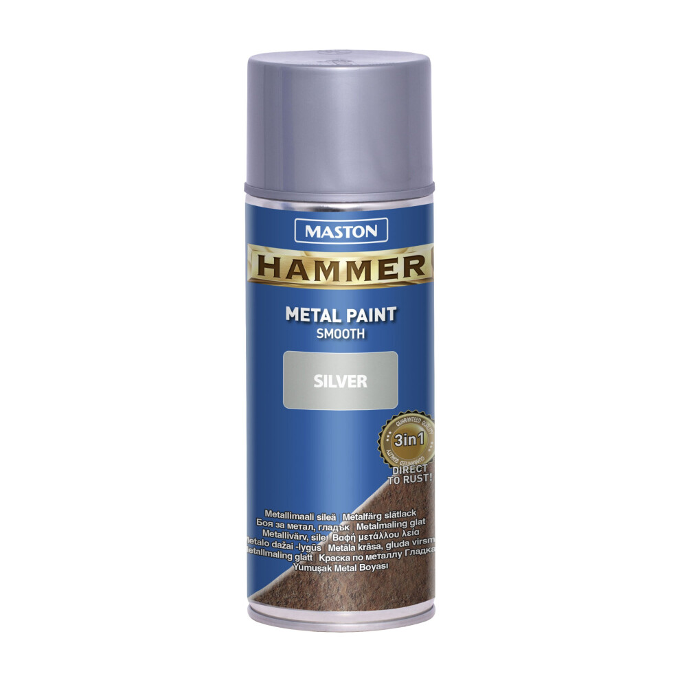 Maston Hammer Smooth Metal Spray Paint Silver - Image 3