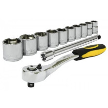 Rolson 3/8" Ratchet Handle & Sockets 12pcs Set - Size: 10-24mm 38652