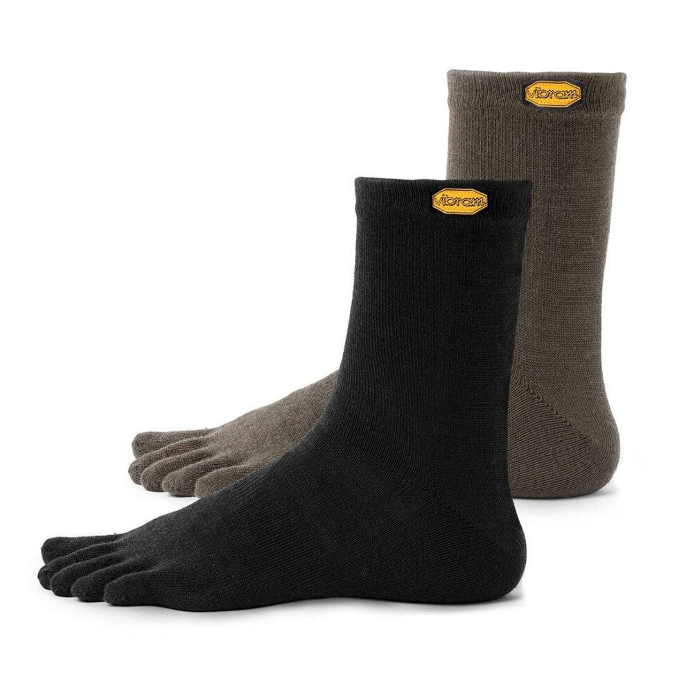(XL) Vibram Five Fingers Running Sports Socks Blend Crew Wool Breathable Twin Pack 